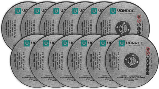 VONROC Jeu de disques à tronçonner - Ø 76 mm - 12 pièces - pour VONROC AG507DC et universellement compatible