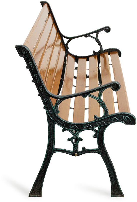 Lifa Garden Banc de jardin nostalgique - Banc d'extérieur - Pin naturel, acier - Marron - 126x52x73cm(LxLxH)