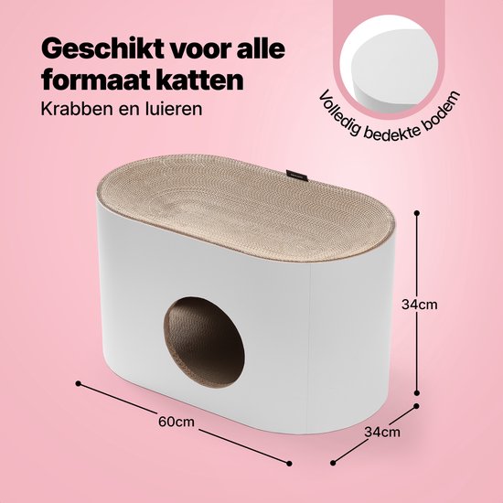 Jake and Jacky Scratching Cardboard for Cats - Maison pour chat en carton - Scratching Post en carton - Panier à gratter - Planche à gratter - Meuble à gratter - Tapis à gratter en carton - Panier pour chat - Lit pour chat - 60x34x34cm
