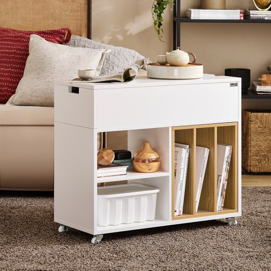 SoBuy FBT134-W Armoire à imprimante - Armoire de rangement de bureau blanche avec 4 roulettes