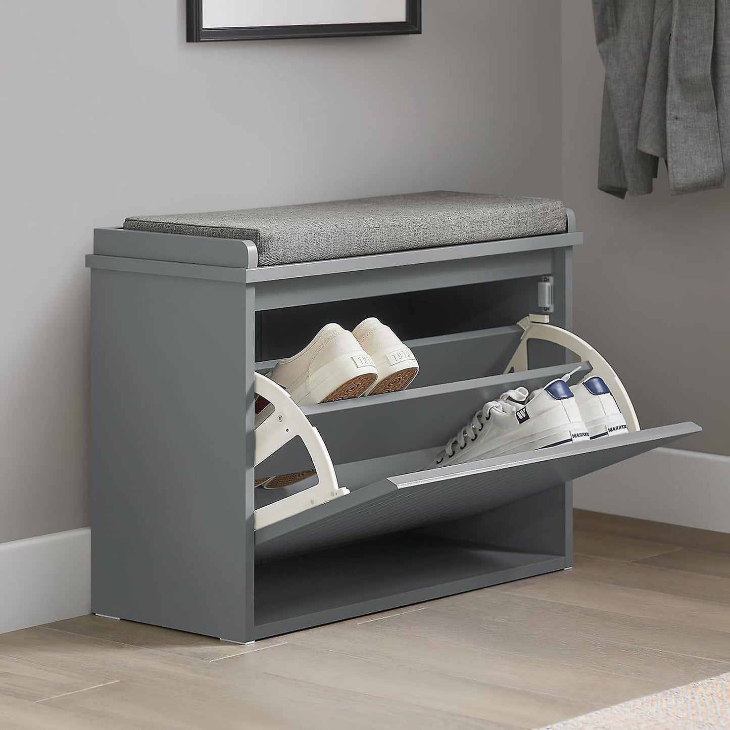 SoBuy Banc pour chaussures - Gris - 62x26x46 cm