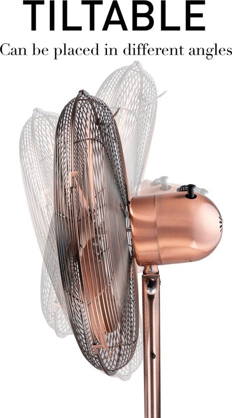Lifetime Air Statiefventilator - 230V - Hoogte 125-145 CM - Driepoot Statief - 3 Snelheden - Oscillerende Functie - Kantelbaar - Koper