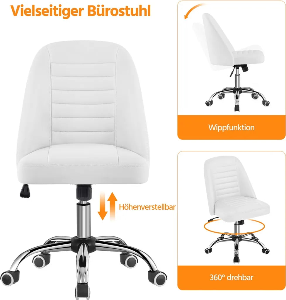 Chaise de bureau Yaheetech blanche, ergonomique et rembourrée