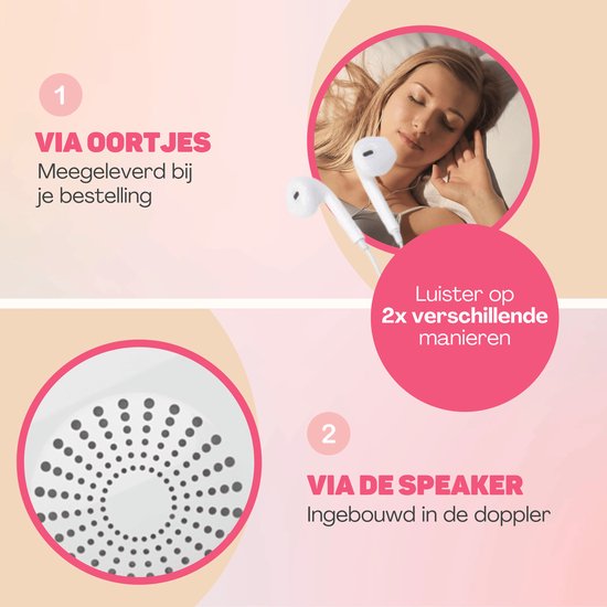Vulpes Goods® BabyCare - Doppler Baby PRO - Baby Heart Monitor - Doppler fœtal - Doppler des battements cardiaques du bébé - Dispositif d'écho - Cadeau de grossesse - Rose - Gel d'échographie et bouchons d'oreille inclus