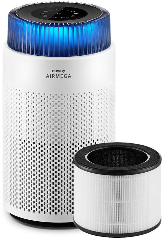 Purificateur d'air Coway Airmega 100 - Pour des pièces jusqu'à 63 m² - Filtre HEPA + filtre à charbon - 244 m³/h - Contre la poussière, le pollen et les allergènes - Silencieux (20 dB) - Certifié ECARF - Purificateur d'air -