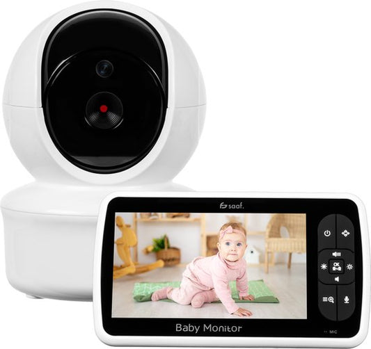 Babyphone Saaf - Caméra et moniteur inclus - Contrôlable/inclinable - Fonction de conversation - Écran 5 pouces