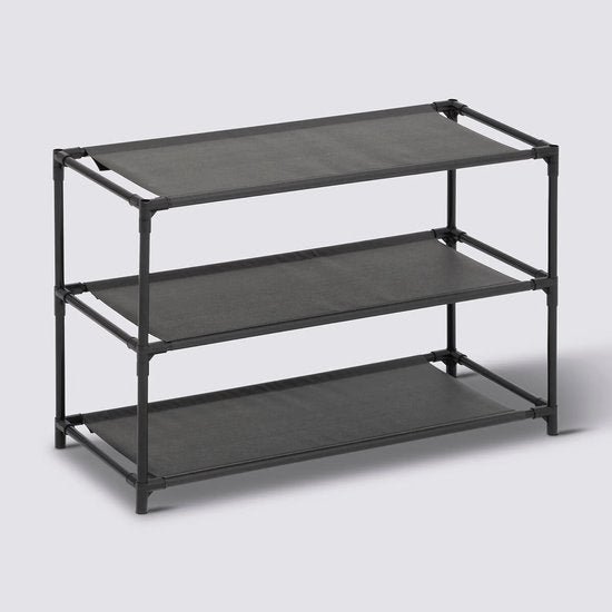 Étagère à chaussures 5Five Intissa - 3 niveaux - métal/plastique - 57 x 25 x 39 cm - pour 9 paires de chaussures - noir