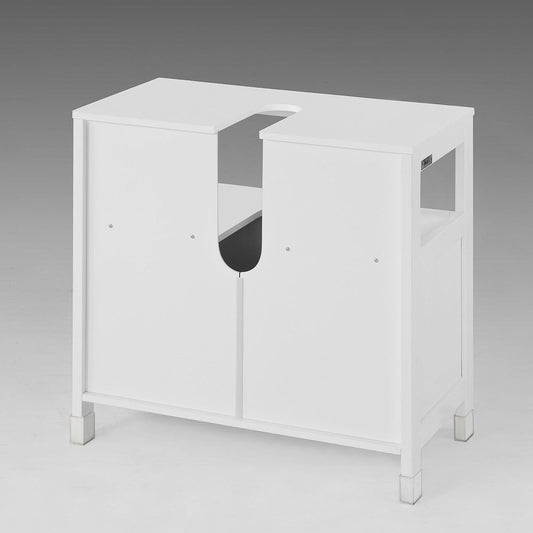 SoBuy FRG128-W Meuble lavabo - 2 portes coulissantes 1 étagère - Blanc - 60x61x30 cm