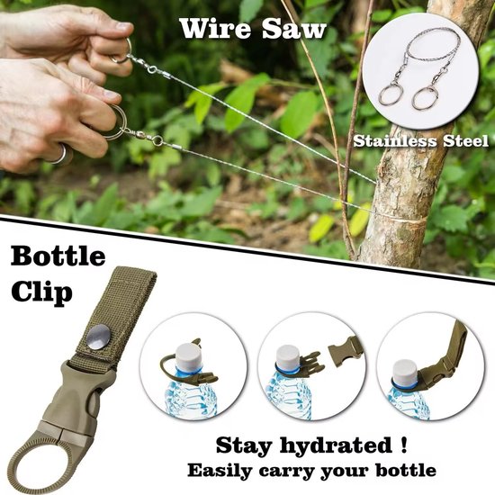 Kit d'urgence Garpex® - Kit de survie - Kit de survie complet - Kit de camping - Kit de plein air - Trousse de premiers secours