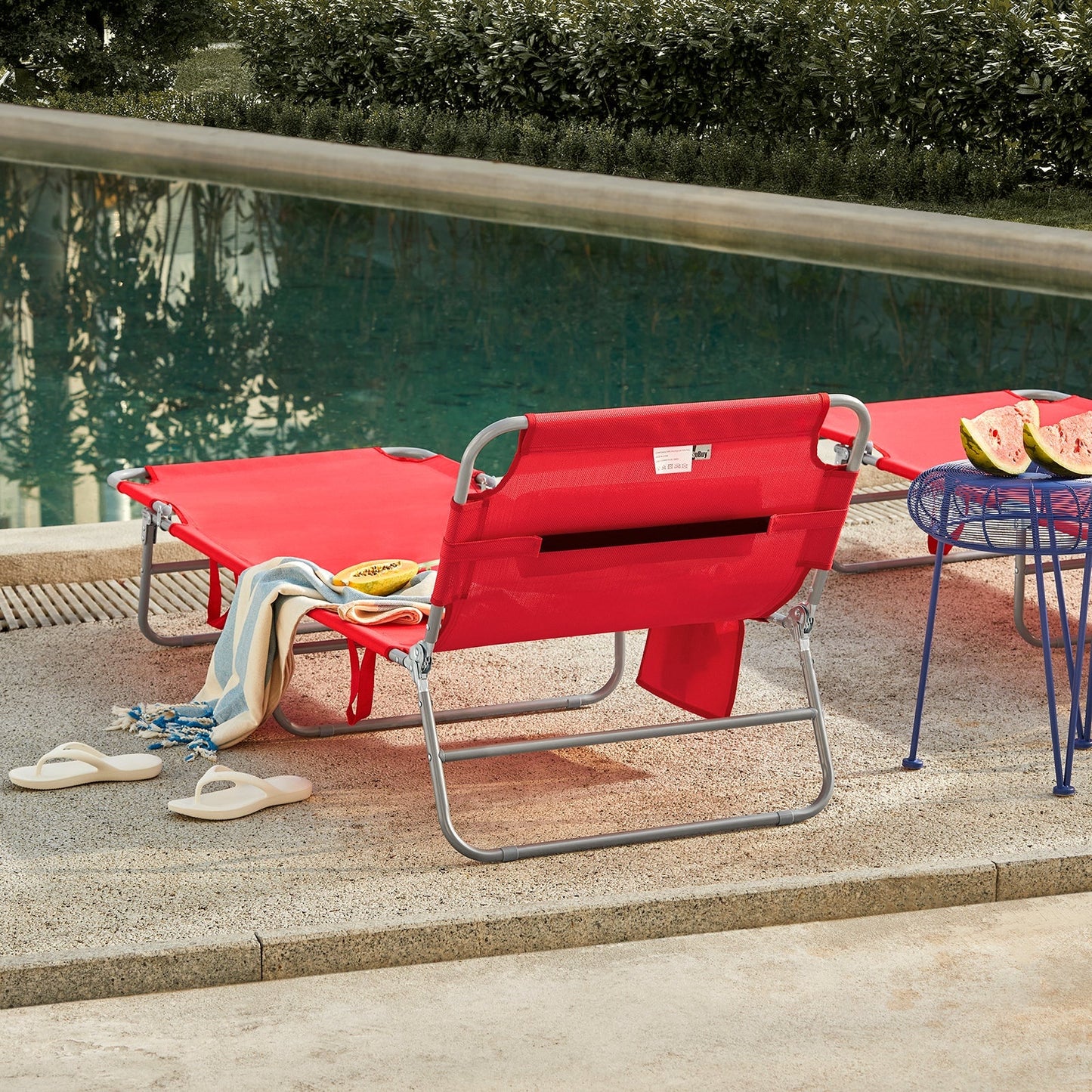 SoBuy Chaise longue - Pliable - Max. 120 kg - 195 x 63 x 30 cm - Rouge