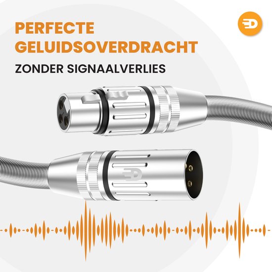 Câble XLR Drivv. Premium - Câble de microphone - Mâle vers femelle 3 broches - 3 mètres - Argent