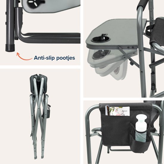 TRVLMORE Chaise de camping - Pliable - Légère - Capacité de charge de 120 kg - Noire