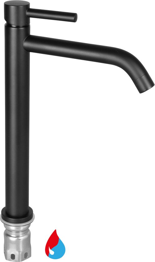 Robinet de lavabo Differnz Haut – Courbé – Mitigeur eau froide et chaude – Noir mat