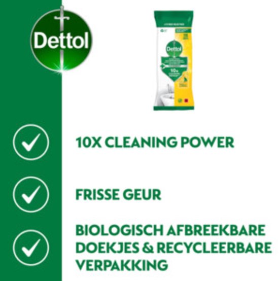 Lingettes nettoyantes multi-usages Dettol Maxi, parfum citron, 110 pièces