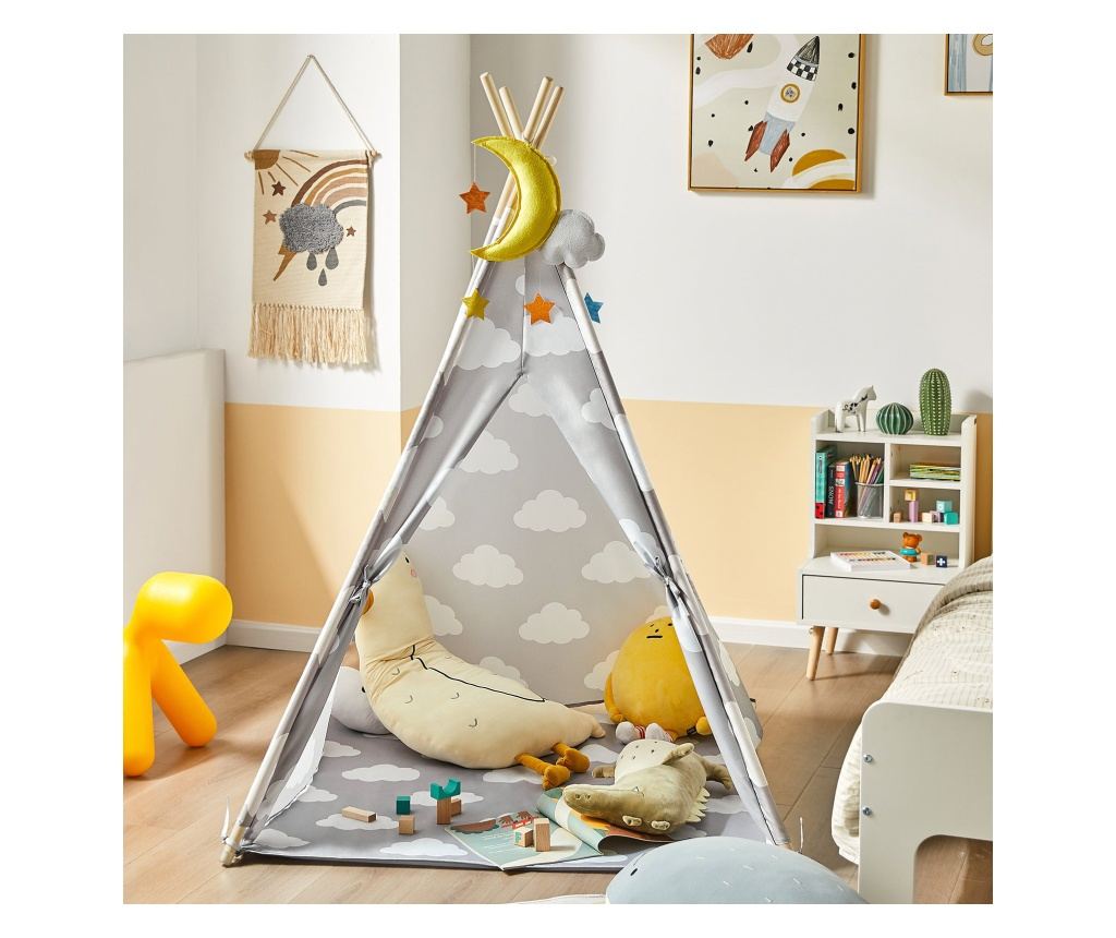 Tente de jeu SoBuy pour enfants avec tapis de sol - Tente de jeu indienne pour enfants - 118 x 118 x 160 cm