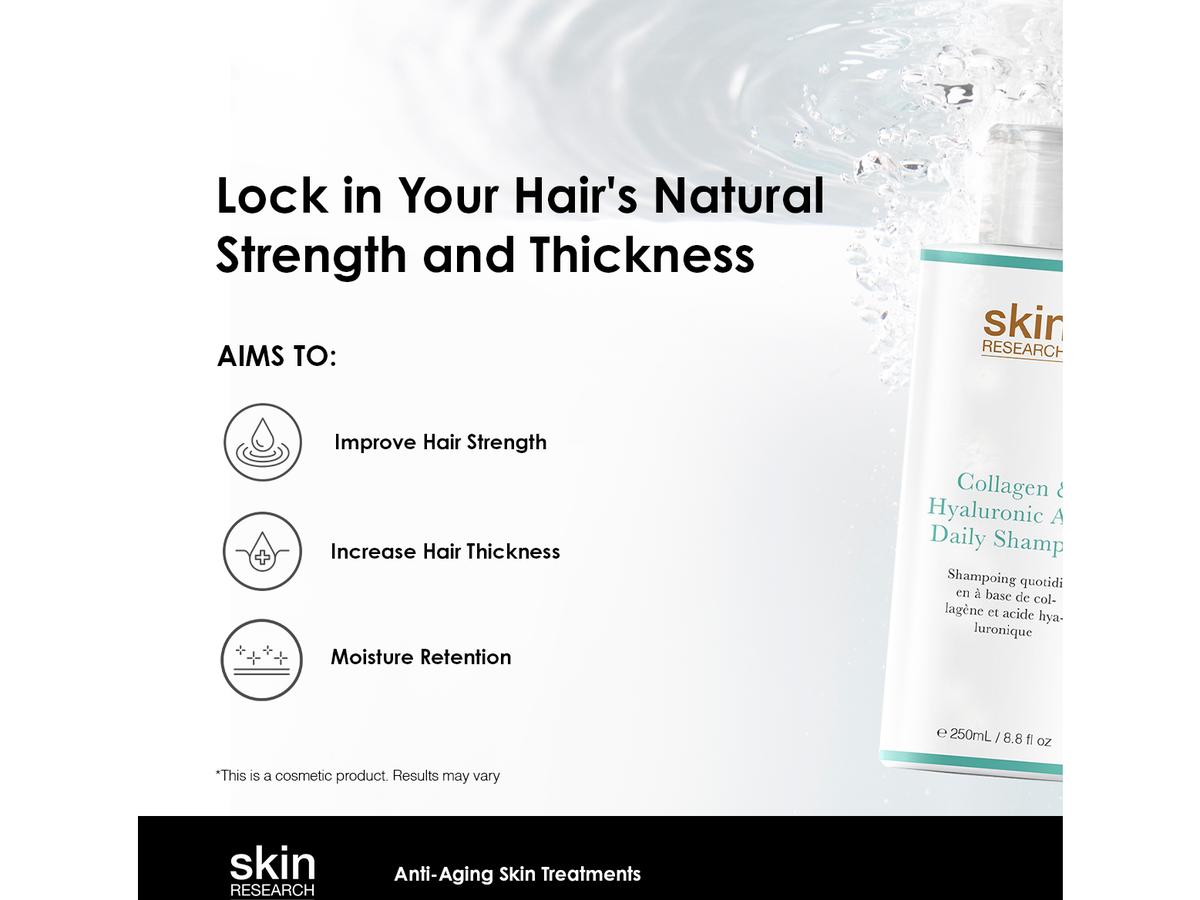 Shampoing Skin Research Daily - Collagène et acide hyaluronique - 250 ml - Transparent