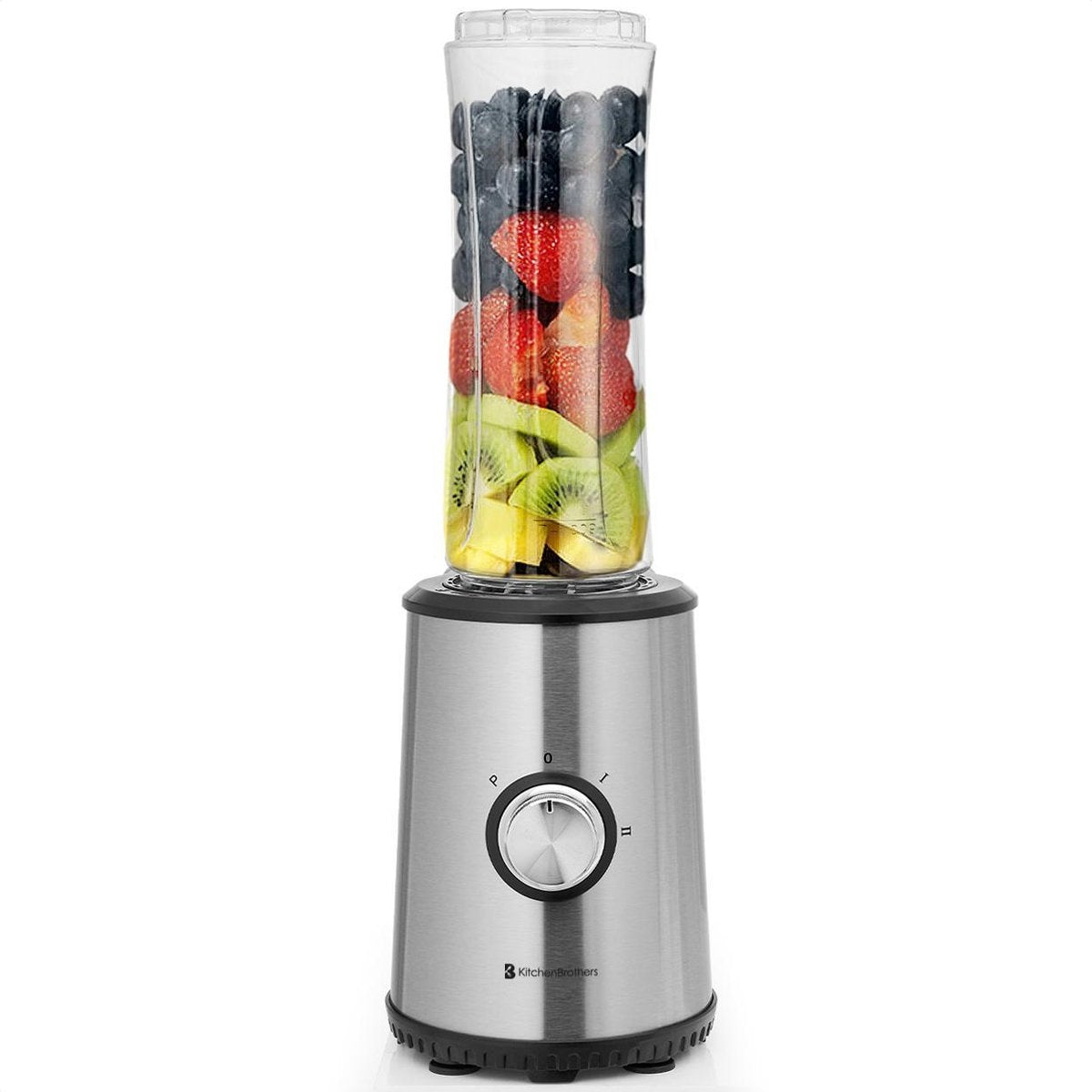 Mini Blender - KitchenBrothers - 2 gobelets à emporter - 350W - acier inoxydable