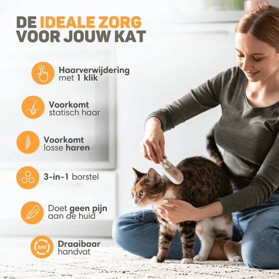 Vulpes Goods® Pets - Brosse à chat PRO - Brosse à vapeur douce et autonettoyante pour chats et chiens - Peigne à chat - Élimination des poils - Vaporisateur pour chats à poils courts et à poils longs - 2 peignes supplémentaires inclus