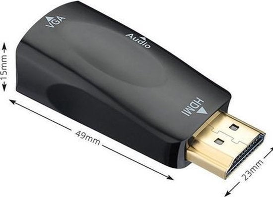 Garpex® Adaptateur HDMI vers VGA avec audio - Câble HDMI vers VGA avec audio - Full HD 1080p - Noir