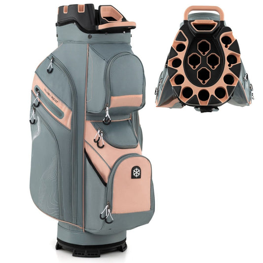 Sac de golf Coast - 14 compartiments - 11 poches de rangement - gris + orange