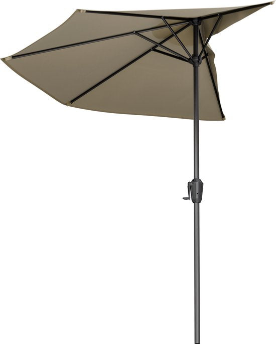 LifeGoods Parasol de balcon - Jardin - 270x135 cm - Parasol semi-circulaire - Imperméable - UPF50+ - Taupe