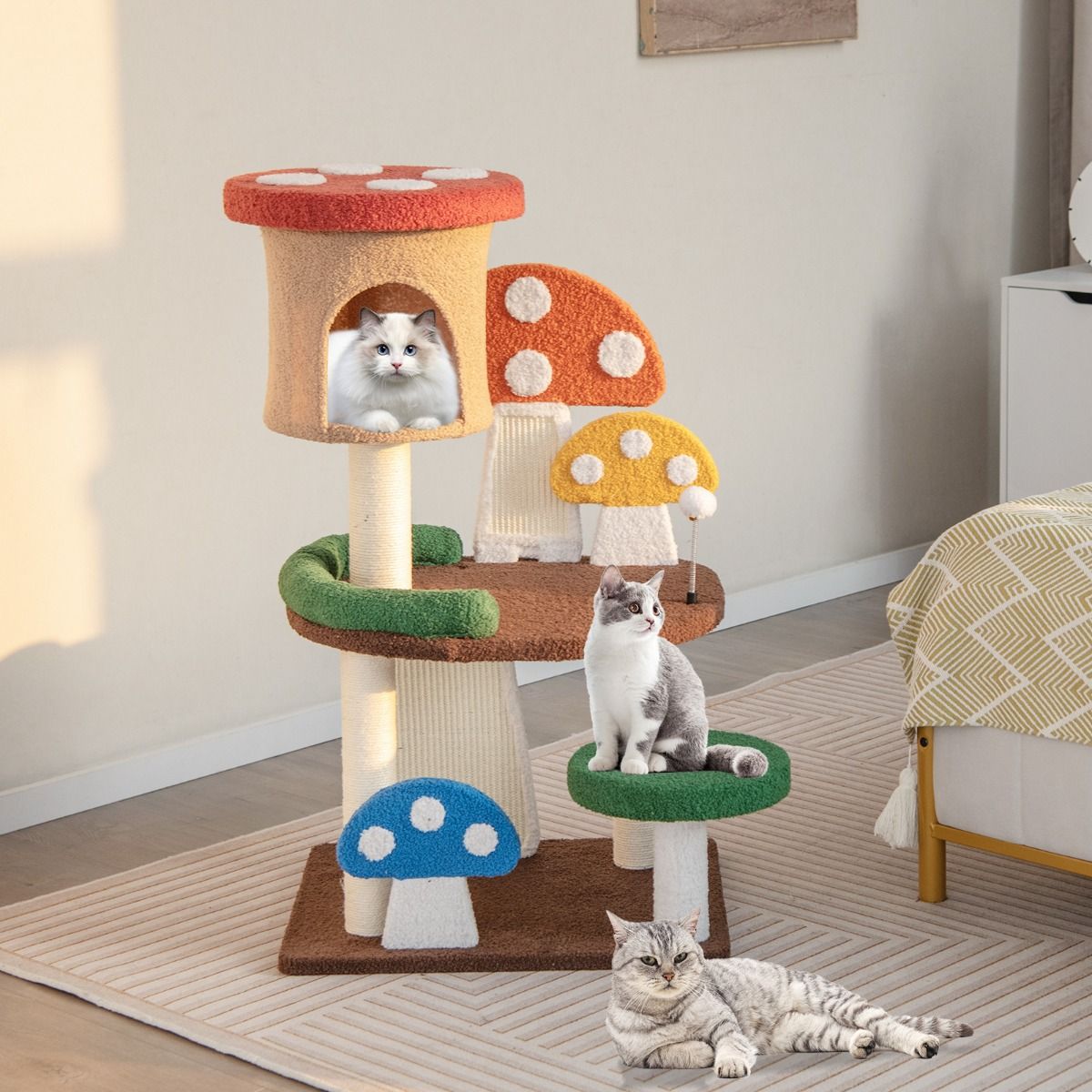 Griffoir Coast multicouche pour chat - design crapaud - boule de jeu interactive - 59 x 48 x 102 cm