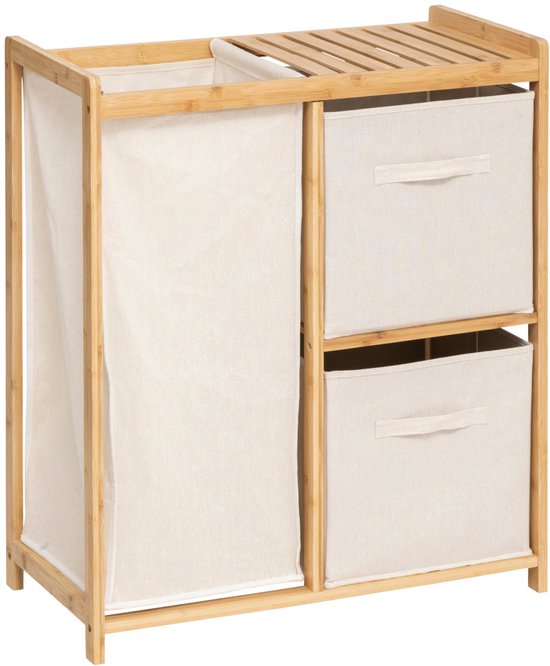 Étagère en bambou pour panier à linge