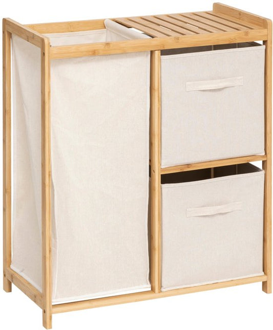 Étagère en bambou pour panier à linge