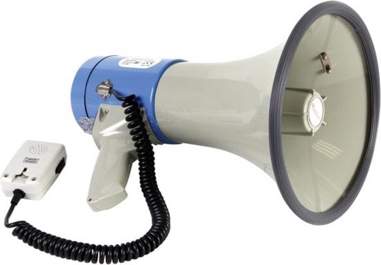 Mégaphone Velleman, bandoulière, sirène, fonction parole, sifflet, microphone amovible, 25 W, 500 m