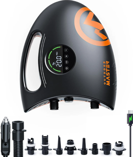 Pompe à air haute pression OutdoorMaster Shark 2S - Noir et orange - 20 PSI