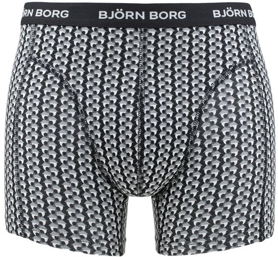 Björn Borg Cotton Stretch Boxer Shorts Men - Black/Print/Blue - 5 pièces - Pantalon homme - Boxer - Taille M