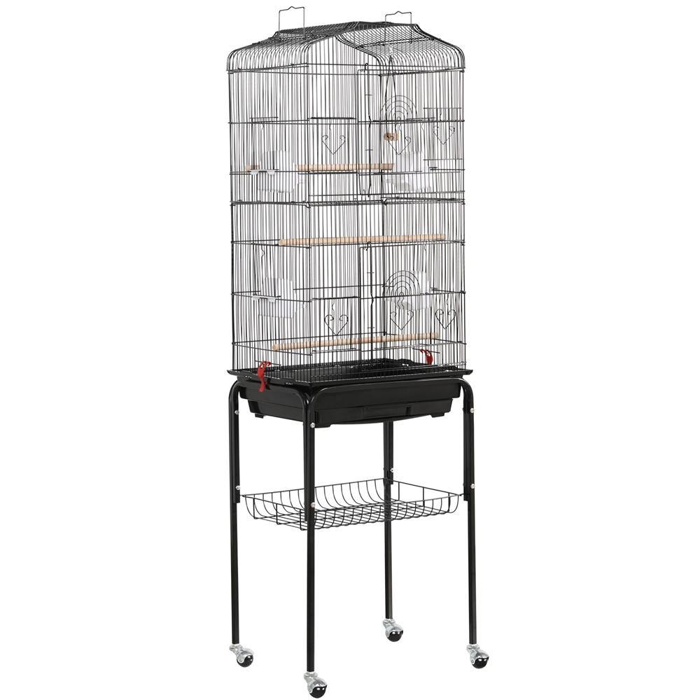 Grande cage à oiseaux Yaheetech avec support - 92 x 46 x 35,3 cm - Espacement des barreaux : 1 cm