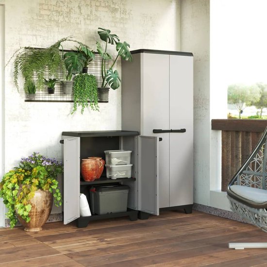 Armoire basse Keter Planet - 1 étagère - 68 x 39 x 90 cm - Gris/Noir
