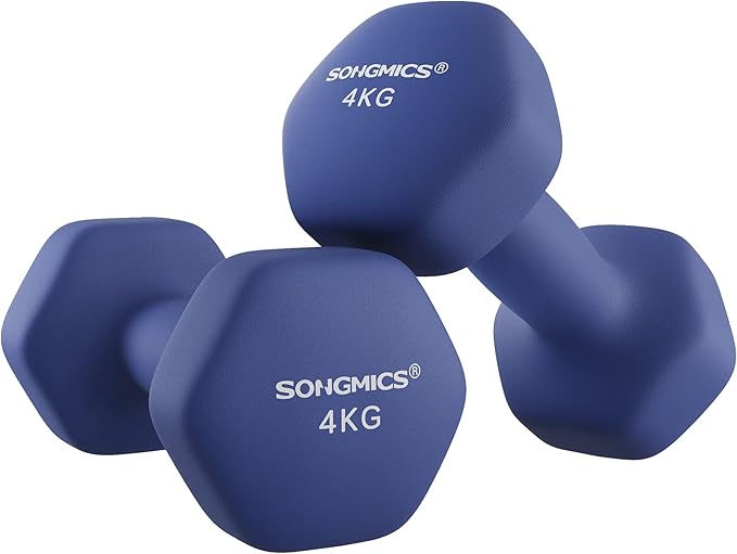 Haltères Songmics - Lot de 2 - Hexagonaux - Néoprène - Anti-roulement