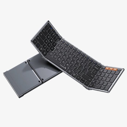 Clavier Bluetooth pliable - Clavier sans fil pleine taille - Clavier de voyage portable - Pour ordinateur portable, tablette, iPad, Smartphone, Windows, Android & iOS - Space Grey