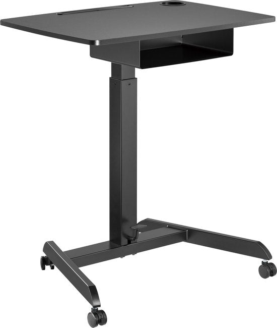VDD Gaming - Bureau - Table pour ordinateur portable - Bureau assis/debout - Mobile - Poste de travail - Support pour ordinateur portable - Table d'appoint sur roulettes - Noir