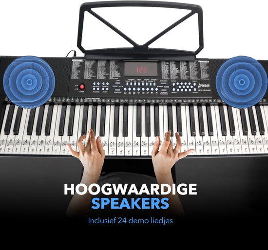 Finesse Keyboard Piano met Standaard - 61 Keys - New Orleans Model