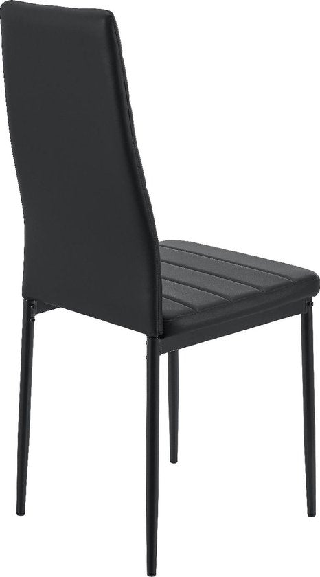 Chaise de salle à manger moderne Loja - 2 pièces - Noir - Cuir synthétique
