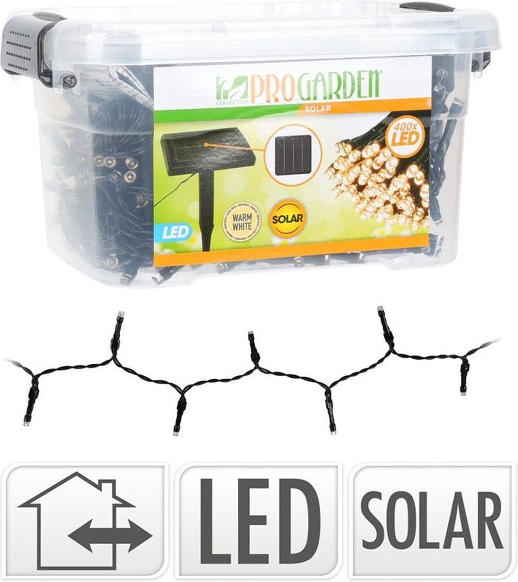 Guirlande lumineuse solaire - 400 LED - 24 + 4 mètres - Blanc chaud - avec boîte de rangement