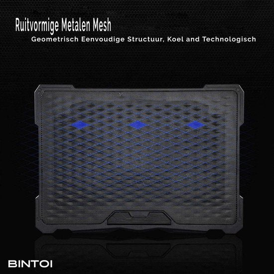 Bintoi® LSE100 - Support pour ordinateur portable réglable - Support pour tablette - Support pour ordinateur portable - Table pour ordinateur portable - Support pour ordinateur portable - Cooler pour ordinateur portable Verhoger - Cooling Pad - 6 ventilat
