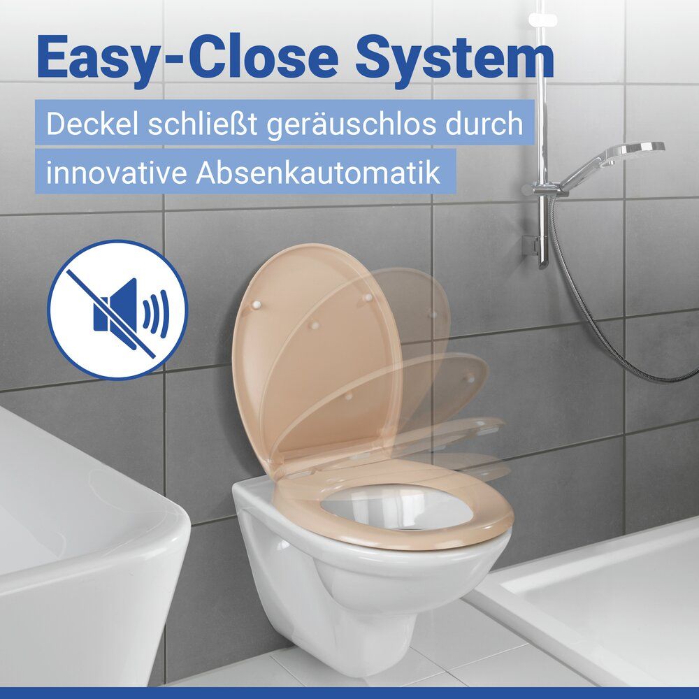 Siège de WC WENKO Ottana beige - Duroplast - Easy-Close - Fix-Clip