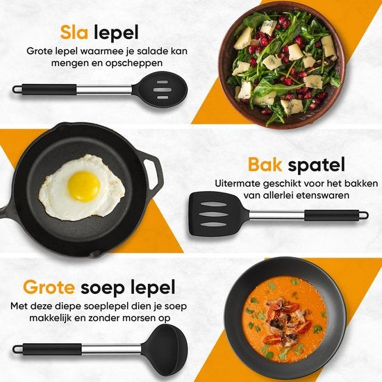 Strex Kitchen Utensils Set with Holder 43 pieces - Heat Resistant / BPA Free / Silicone - Ustensiles de cuisine
