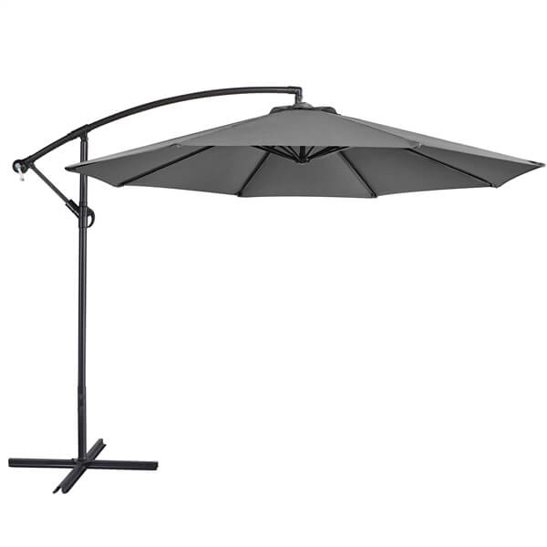 Parasol suspendu Yaheetech 300 cm avec pied en croix et 4 pieds remplissables, beige