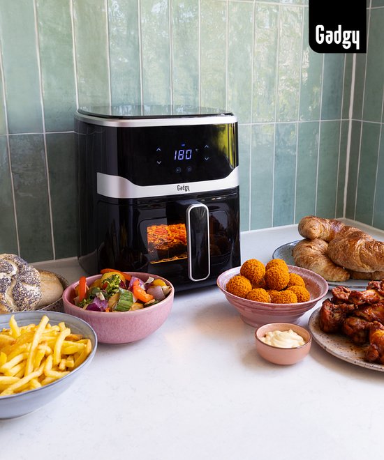 Friteuse à air chaud Gadgy 5 L avec hublot – 1 400 W – Friteuse à air chaud numérique – 7 programmes préprogrammés – Écran tactile – Jusqu’à 200 °C – Friture saine sans huile