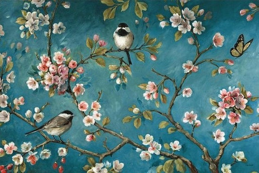 Rubye® Peinture au diamant adultes - Peinture au diamant enfants - Peinture au diamant paquet complet - Oiseaux et fleurs - 40x30cm