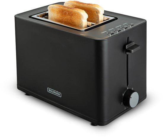 Grille-pain Bourgini Tosti avec fonction bagel - Grille-pain avec pinces à sandwich - Noir - Finition mate - Fente extra-large pouvant accueillir 2 sandwichs