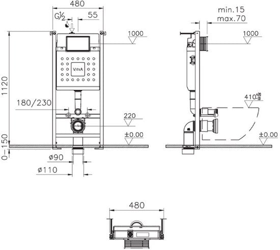 Réservoir encastré Vitra V-Fix - 1120 x 480 mm