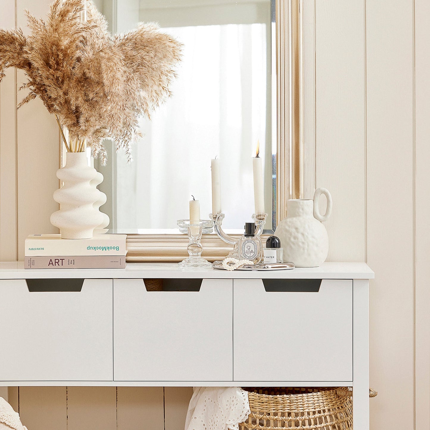 SoBuy Cabinet FSB51-W - 3 tiroirs 1 compartiment ouvert - 93 x 33 x 79 cm - Blanc