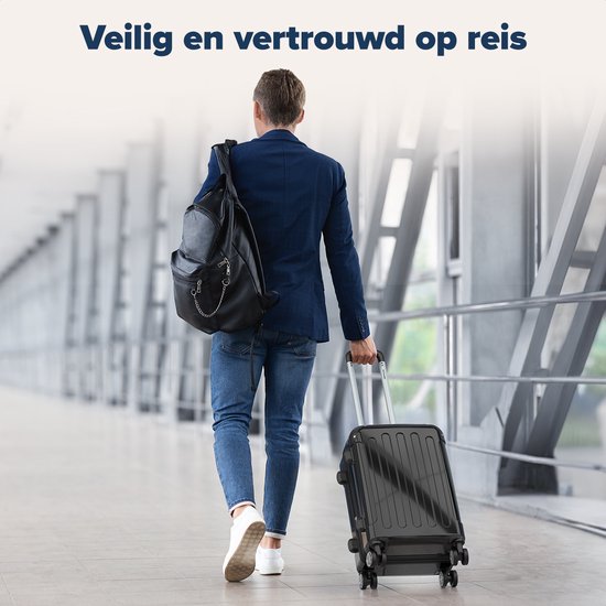 TRVLMORE Valise à main - 45L - Serrure TSA - Léger - Extensible - Trolley - 54x36x22cm - Noir