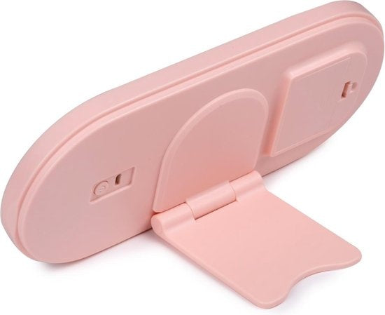 Touch Of Beauty Make Up Organiser avec miroir LED - Travel Beautycase - 24.1 x 10.4 x 11.7CM - Lumière LED ajustable - Câble de chargement USB inclus - Plastique - Rose